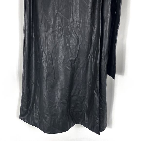 Toccin Faux‎ Leather Wrap Skirt Midi Black Waist Strap Tie Sz S - Picture 6 of 12